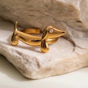 Cute Dog Ring 18k Plated Gold Dachshund Ring